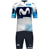 Set Fietsshirt + Korte Koersbroek 2025 Movistar Team Blauw